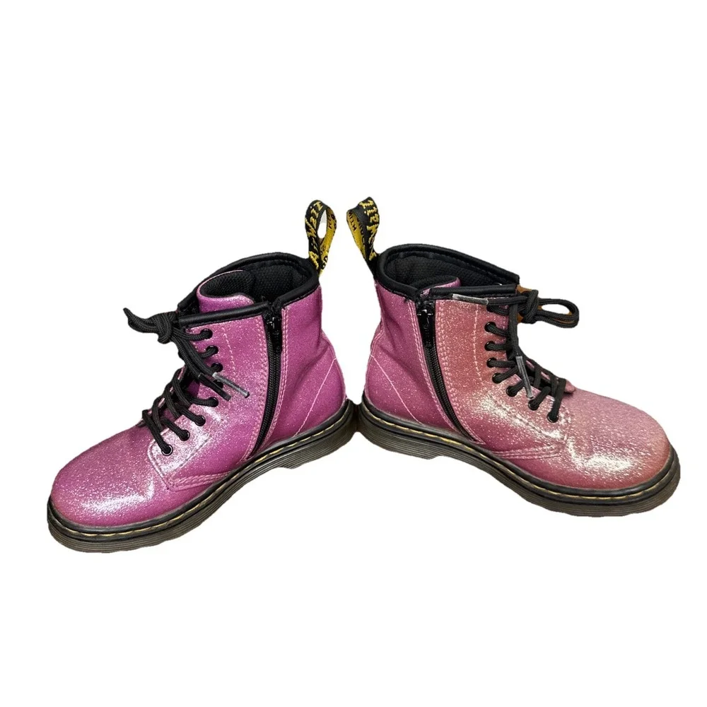 Dr Martens 1460 Glitter T Pink Lace-Up/Zip-Up‎ Boots  Little Girls Youth Sz 10C